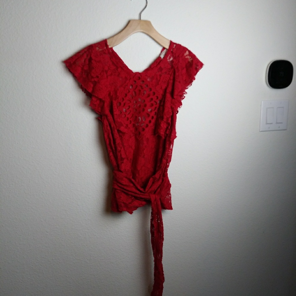 Free People Celeste Lace Wrap Top SZ M - Picture 2 of 8